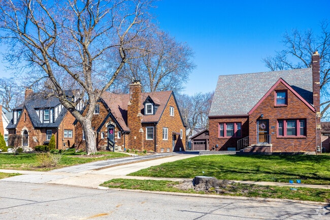 Brick homes line Beaverdale’s streets, showcasing timeless architecture and cozy charm.