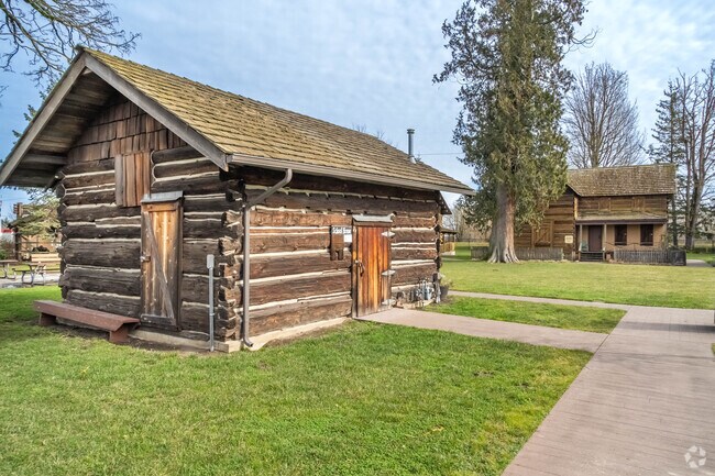 Check out the historic log cabins from the days of Whatcom's earliest days in Pioneer Park in Ferndale.