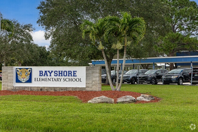 Bayshore elementary school a public pre-k and elementary school's sign.