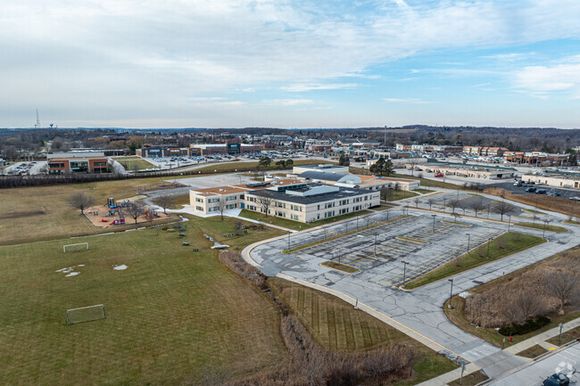 An aerial view of Swanson Elementary School.