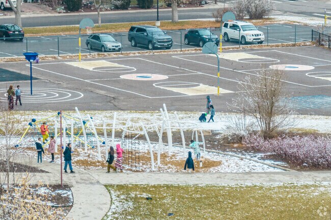 Recess are at Schmitt Elementary School on a winter day.