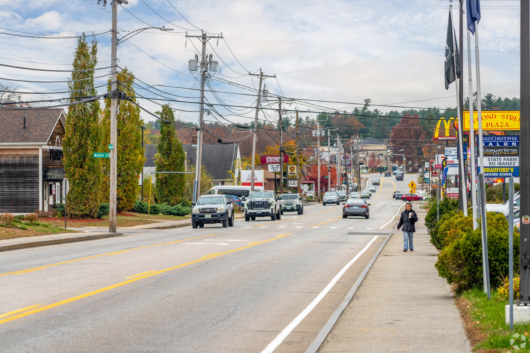 Wolfe Park is situated along Second Street with many fast-food restaurants along it.