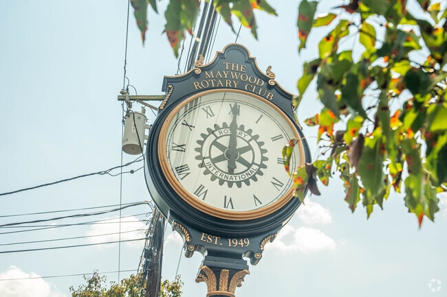 Come visit the main shopping district of Maywood with the historic Rotary Club clocks.