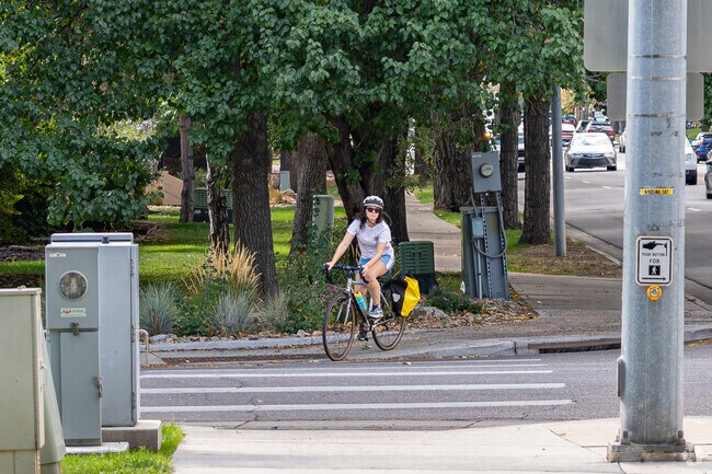 A Colorado State University student bikes back home to Stonehenge.