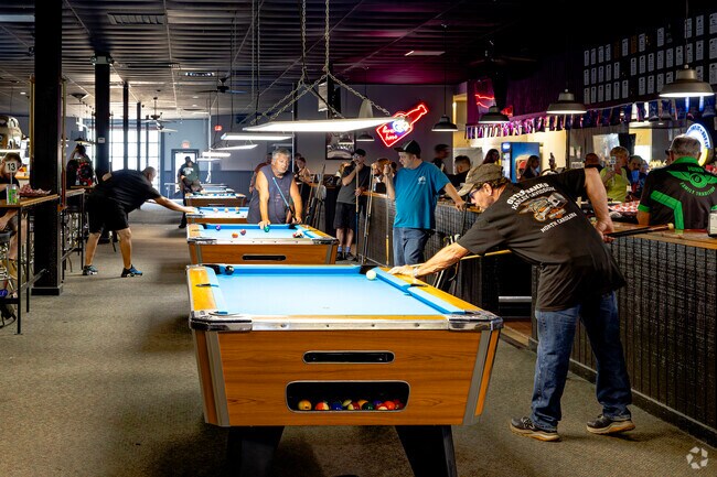 Game On Sports Bar gives East Jackson both indoor and outdoor fun with billiards and volleyball.