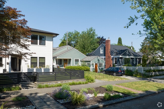 Bungalows sit between classic and modern homes on McGilvra Blvd in Madison Park.