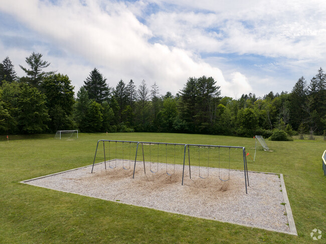 A swing set and soccer field for kids to stay active at Morris Elementary School in Lenox, MA.