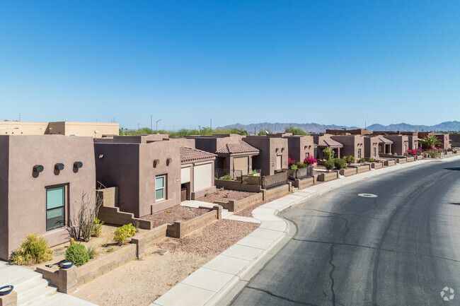 Homes in Cielo Verde are mostly new traditional with Spanish influences.