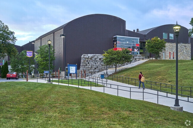 Students walk to dorms and classes across the campus at Shepherd University.