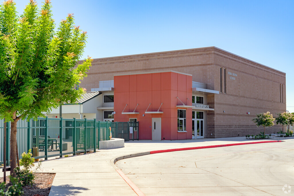 Students enjoy the modern multipurpose room at Tierra Buena Elementary School.