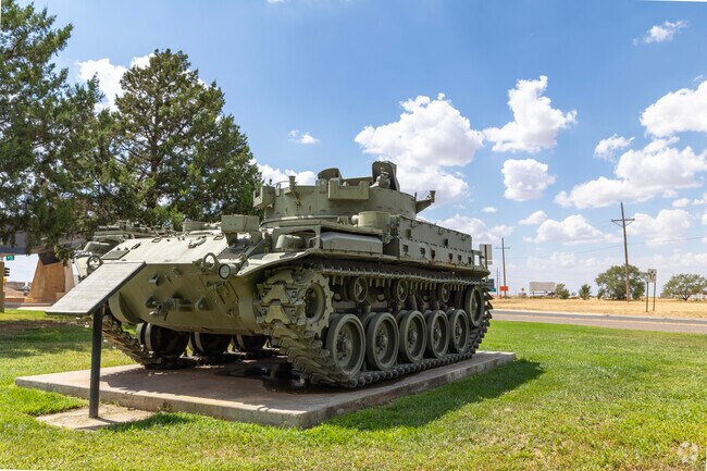A tank in Mauldin commemorating the military support of the city of Clovis.