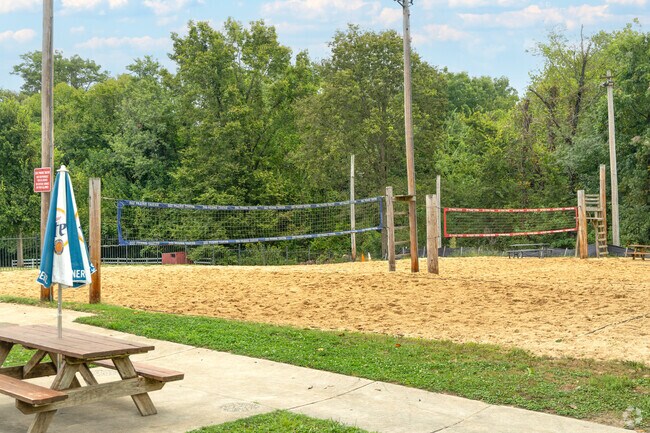The sand volleyball court at Dog Prairie Tavern is popular with Saint Paul residents.