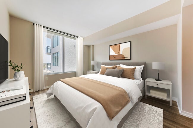 Tower Building - Renovated bedroom with hard surface flooring