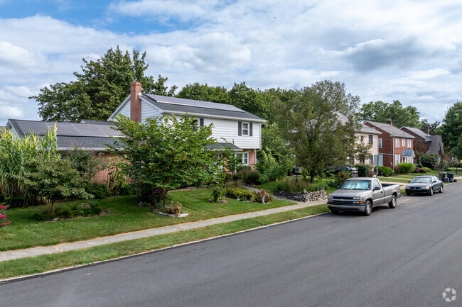 Annville side streets show early-20th-century houses with mature treets.
