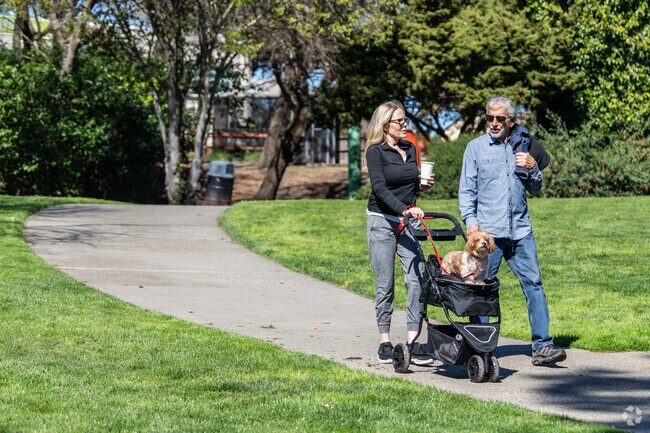 Take a relaxing walk through Larkey Park, surrounded by trees and open space.