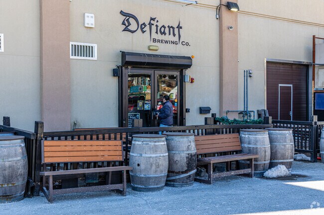 Several watering holes are clustered around the train station in Pearl River,  NY.
