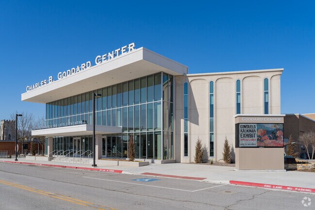 Visitors enjoy multimedia art at the Charles B. Goddard Center in Ardmore.