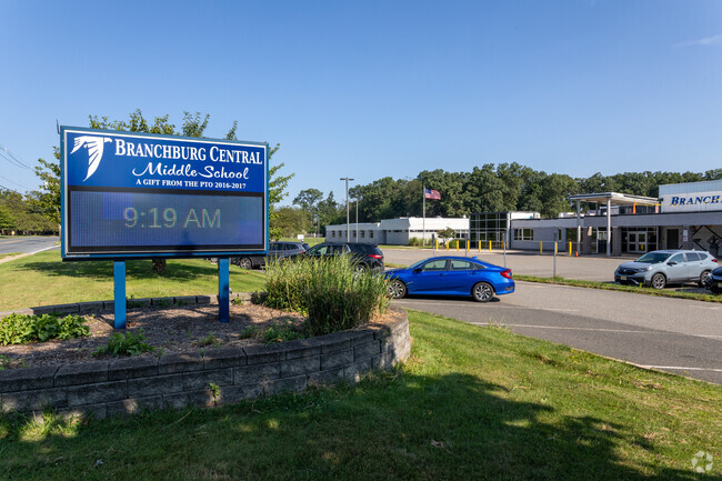 Central Middle School in Branchburg Township signage and parking lot.