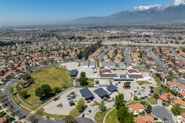 West Heritage Elementary School overview shows its close proximity to residential areas.