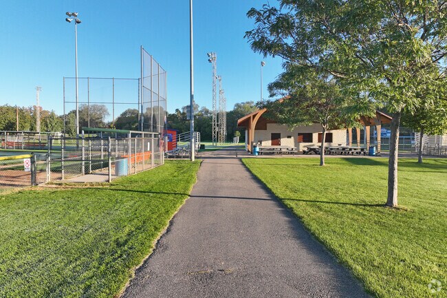 City walking paths weave through Maetzold Field.