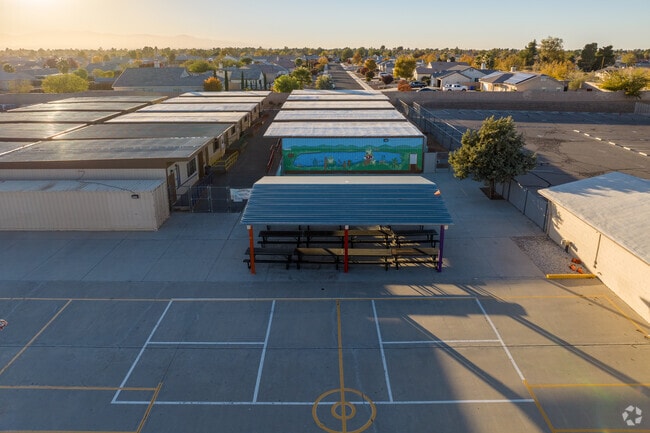Murals on school buildings inspire students at Yucca Loma Elementary.
