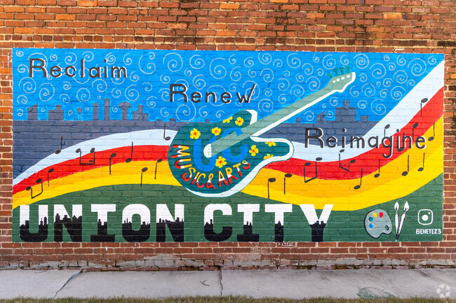 Discover the vibrant local artwork that beautifully enhances the streets of Union City.