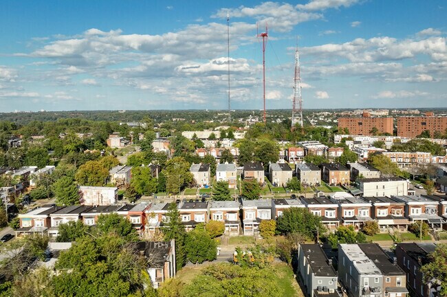 Park Circle’s skyline includes Television Hill behind its early 1900s row homes.