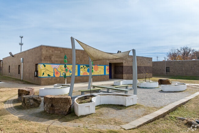 This colorful mural adorns a wall at Geeter School in Memphis.