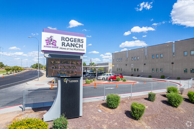 The welcoming monument sign at Rogers Ranch School in Laveen.
