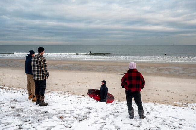 Surfing all along the ocean shoreline from Atlantic Beach to Point Lookout is a yearlong sport.