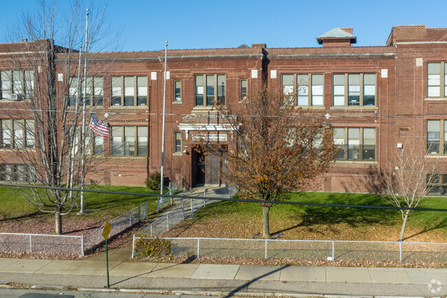 A.L. Holmes Academy of Blended Learning in Detroit front entrance.