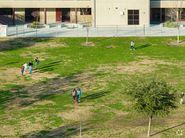 Students at Belleview Elementary School in Porterville enjoy large green areas to play.