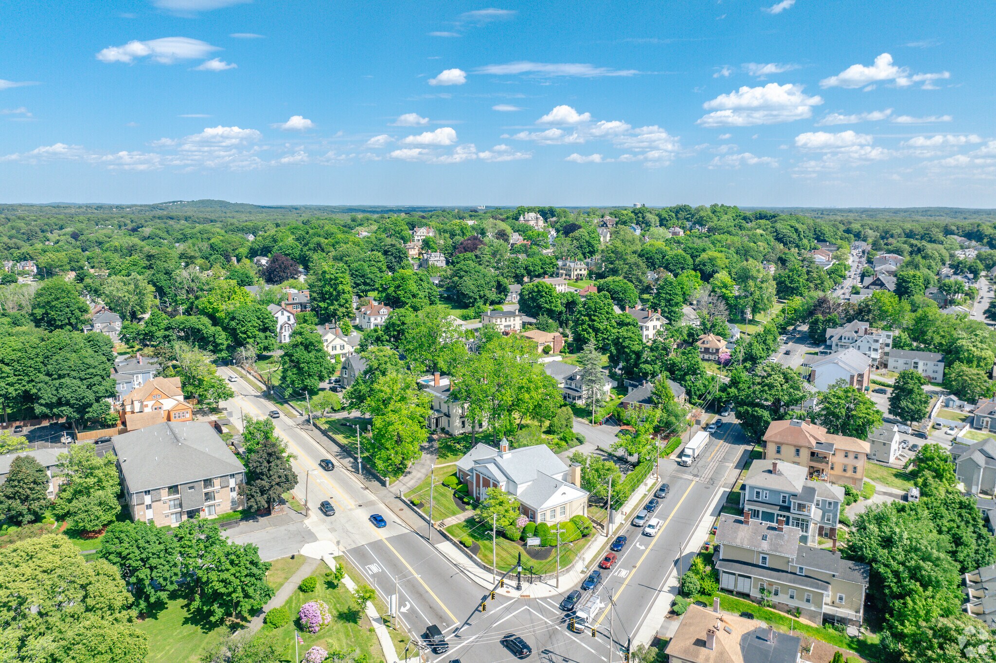 The streets of Belvidere are lined with iconic New England homes and spacious greenery.
