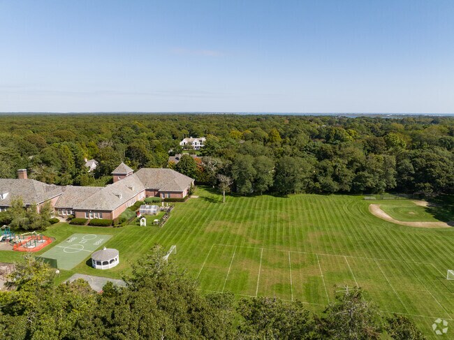 Quogue Elementary School features a soccer and baseball field.
