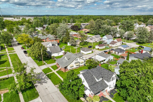 The city of Woodville has tree-lined streets and various historic housing styles.