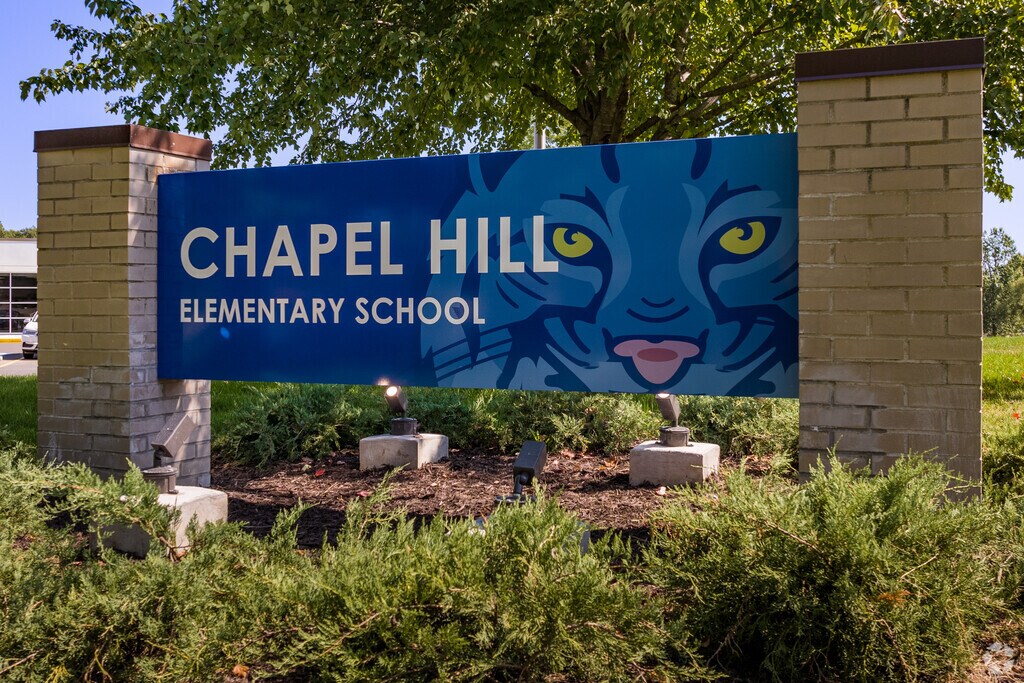 Chapel Hill Elementary School sign welcomes students to the school.