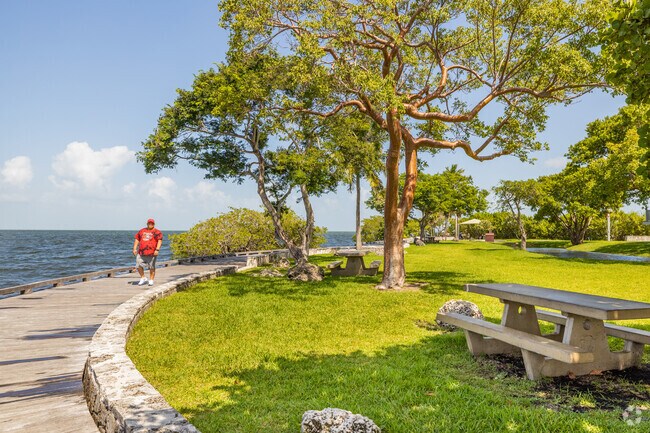 Bayfront Park east of Keys Gate offers Biscayne Bay views.