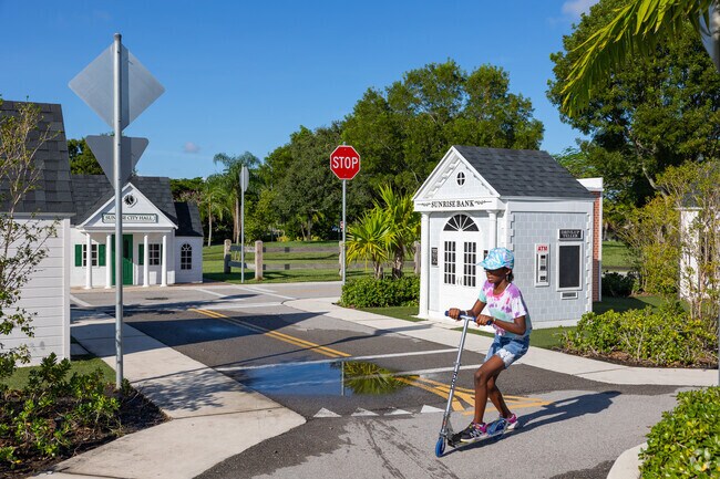 Welleby Park’s mini city lets kids explore streets and buildings in a playful learning space.