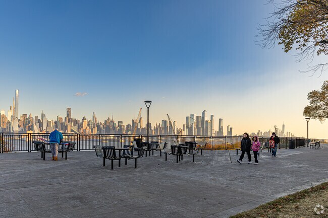 Parks along the hilltop in West New York have spectacular views of the New York City.