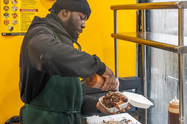 Jerk chicken is a local treat thanks to the large Jamaican population in East Flatbush.