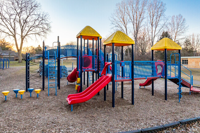 Children enjoy the modern and fun playground equipment at Buchanan Elementary School.