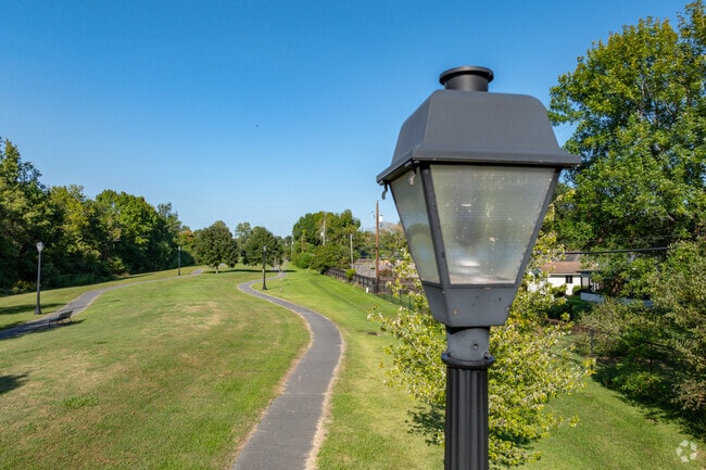 Street lamps dot the sidewalks of Deerfield.
