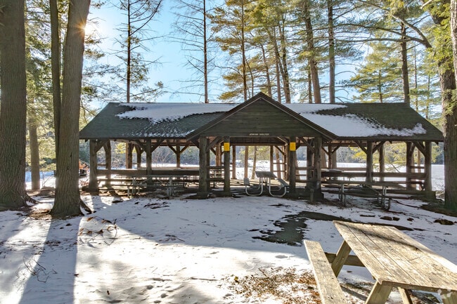 The Jenkins Shelter at Burr Pond State Park provides an incredible view of the pond.
