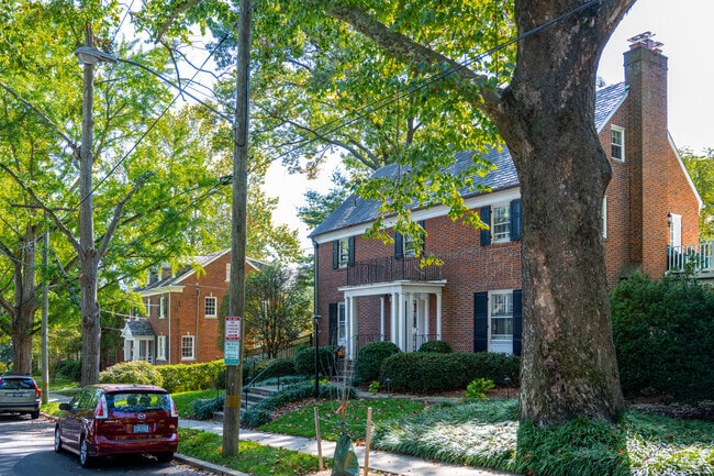Brick colonials also sport elegant columned porches in Wakefield.