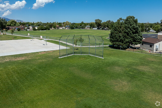 West Jordan Middle School has a field with a backstop.