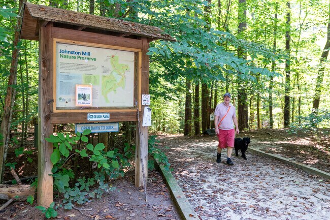 Johnston Mill Nature Preserve has 3 miles of intimate hiking trails on 296-acres.