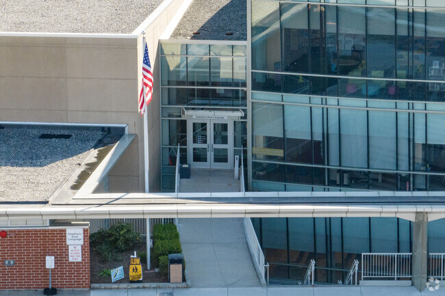 Students enter past glass facades at the Hawthorn Townline Elementary School in Vernon Hills.