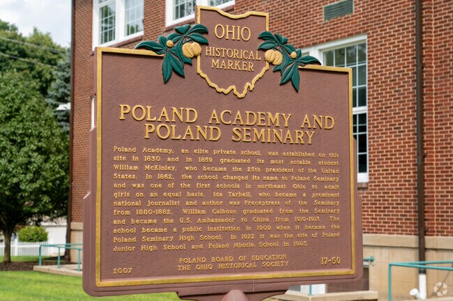 Poland Middle School Historic Marker in Poland Ohio.