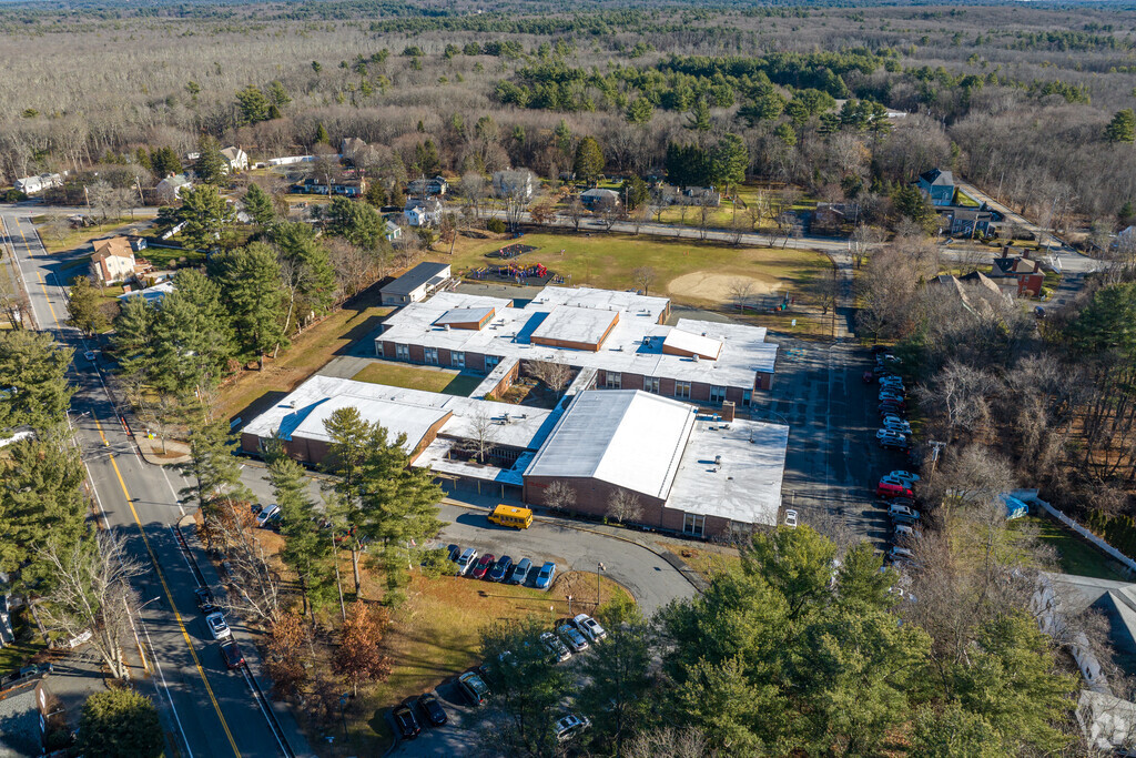 An aerial overview of the J. Warren Killam Elementary School in Reading, MA.