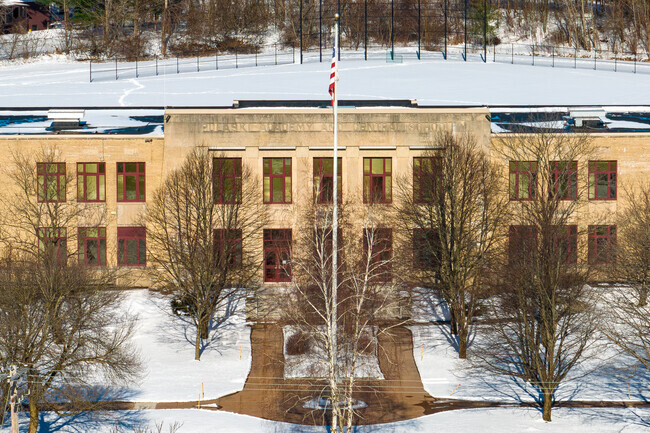The main entrance of Pulaski Elementary School in Pulaski can be seen here.